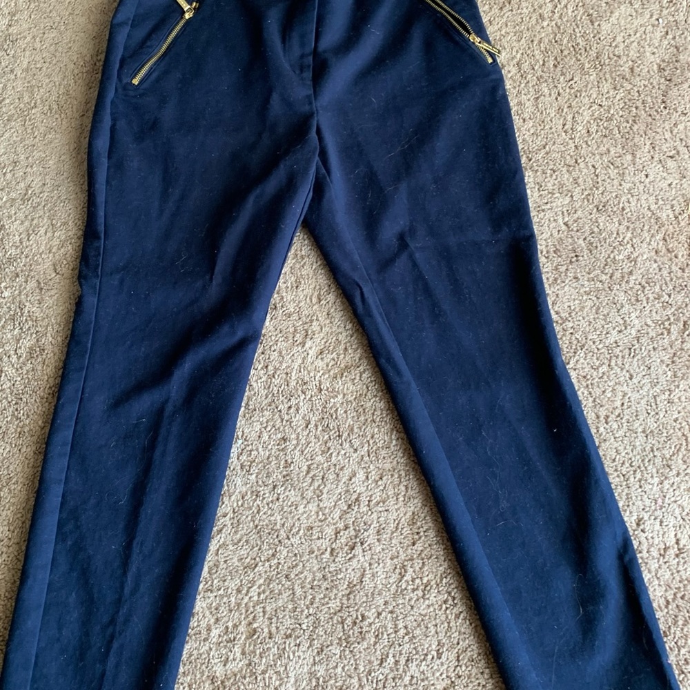 Michael Kors Size 10 Navy Pants w/gold zippers